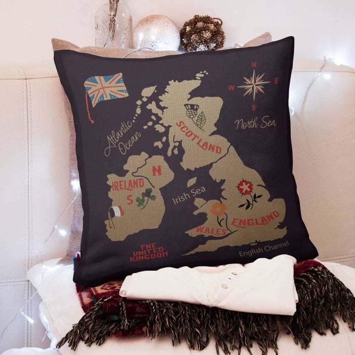 United Kingdom Map Pillow (pillow insert included)