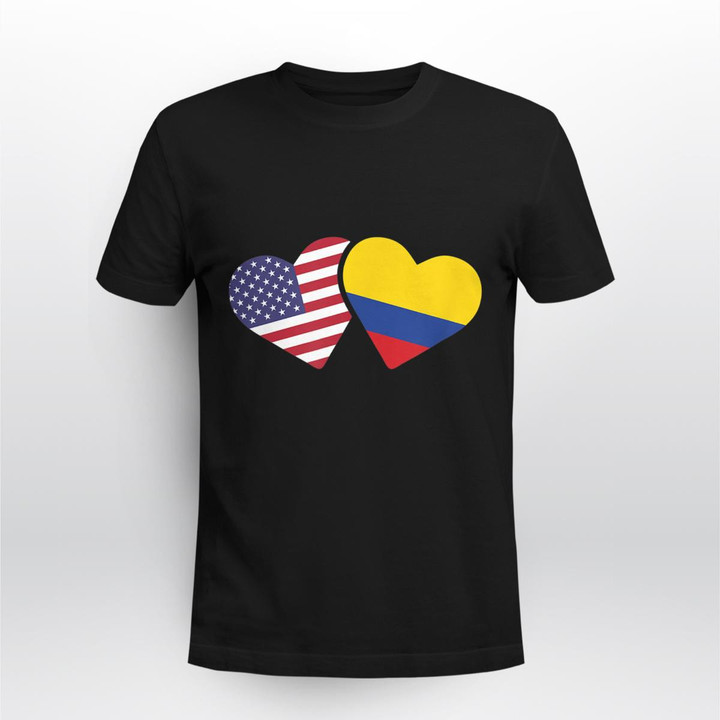 USA Colombia Flag Heart Colombian American Love Gift