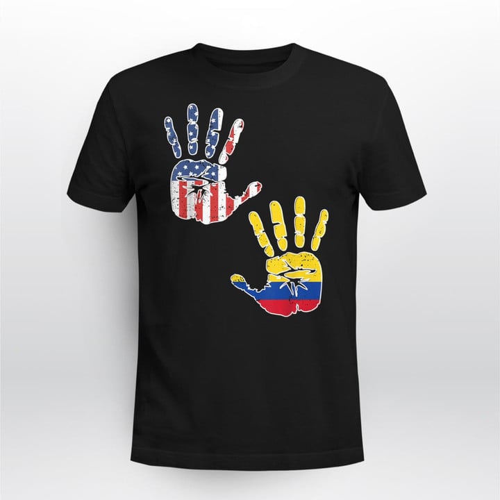 US Colombia Handprint Flag Proud Colombian American Heritage