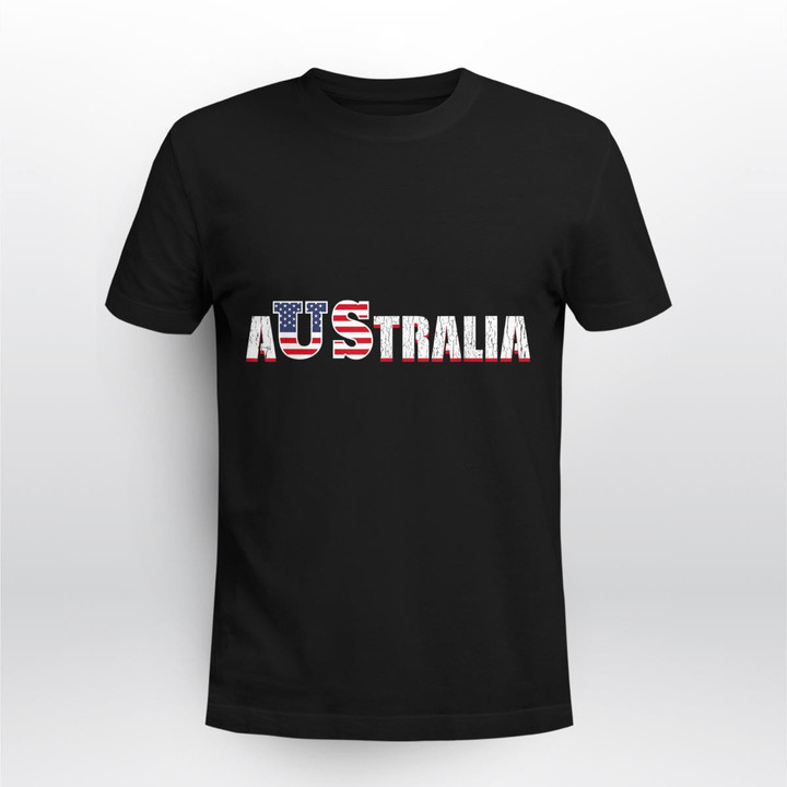 Australia American  Australian USA Flag Patriotic Gift Tee Shirt