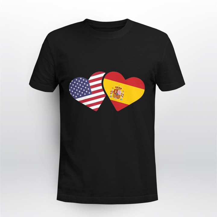 Spain USA Flag T  Heart Spanish Americans Love Tees