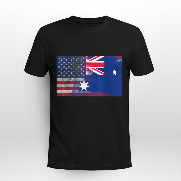 Australian American Half Australia Half America Flag  Tee Shirt