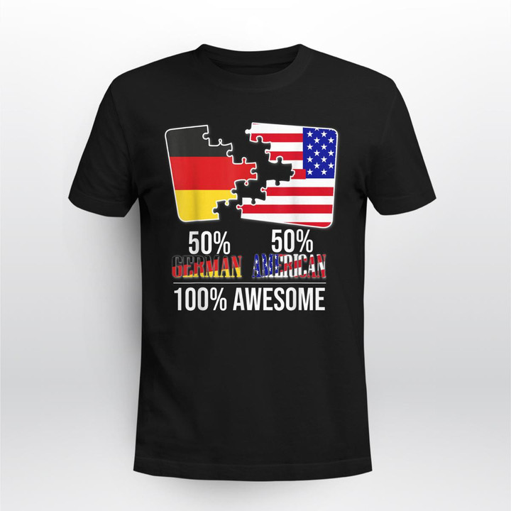 GERMANY  German American Roots Half American German Flag Tee Shirt