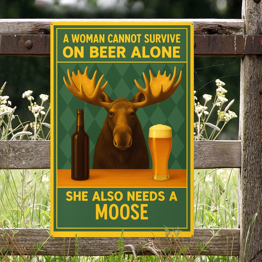 Mosse Sign Moose Wild Animal Portrait Metal Sign - bublemart