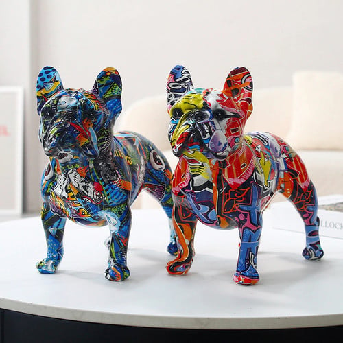 Colorful French Bulldog Resin Statue