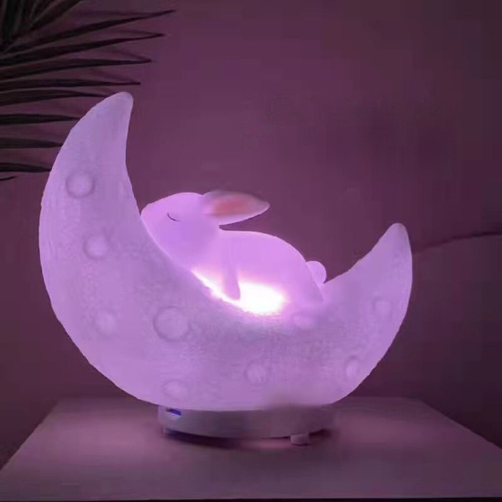 Rabbit Moon Colorful Table Lamp | Wireless Speaker