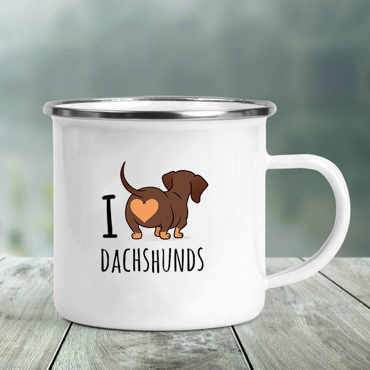 Dachshunds Printed Enamel Coffee Mug