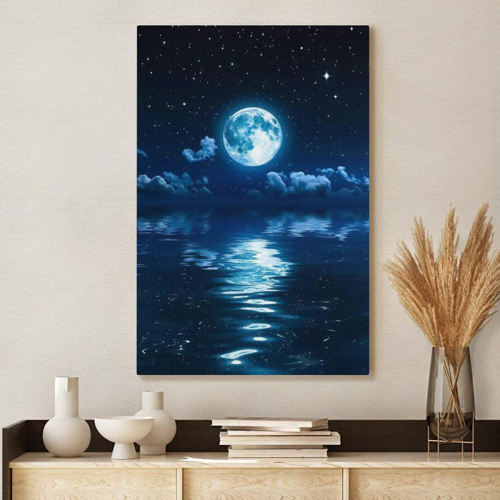 Night Sky with Stars Moon and Clouds Canvas Print