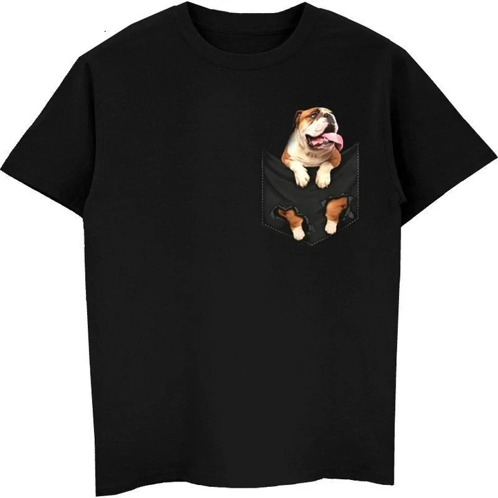 English Bulldog In Pocket T Shirt