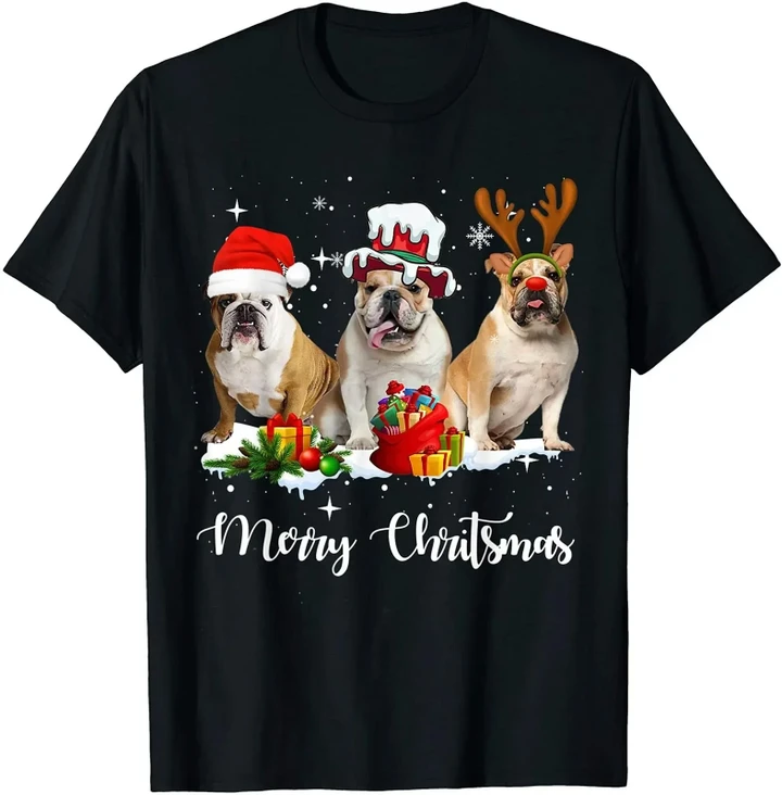 Funny English Bulldog Christmas T Shirt