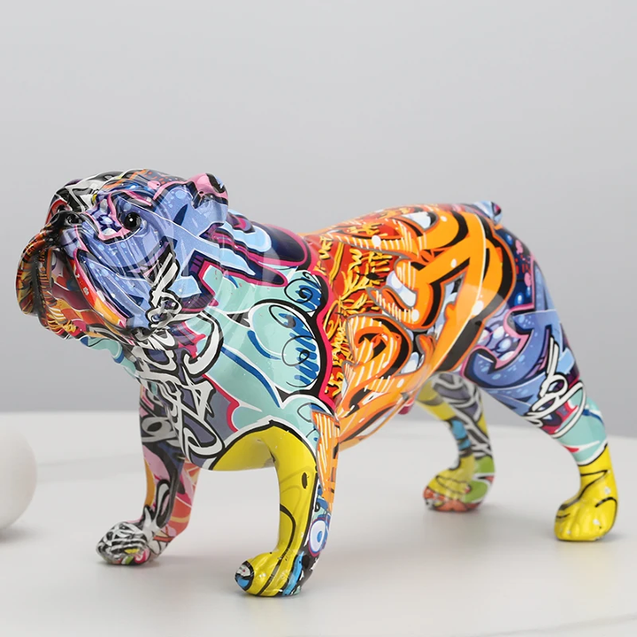 Colorful Bulldog Statue Decor