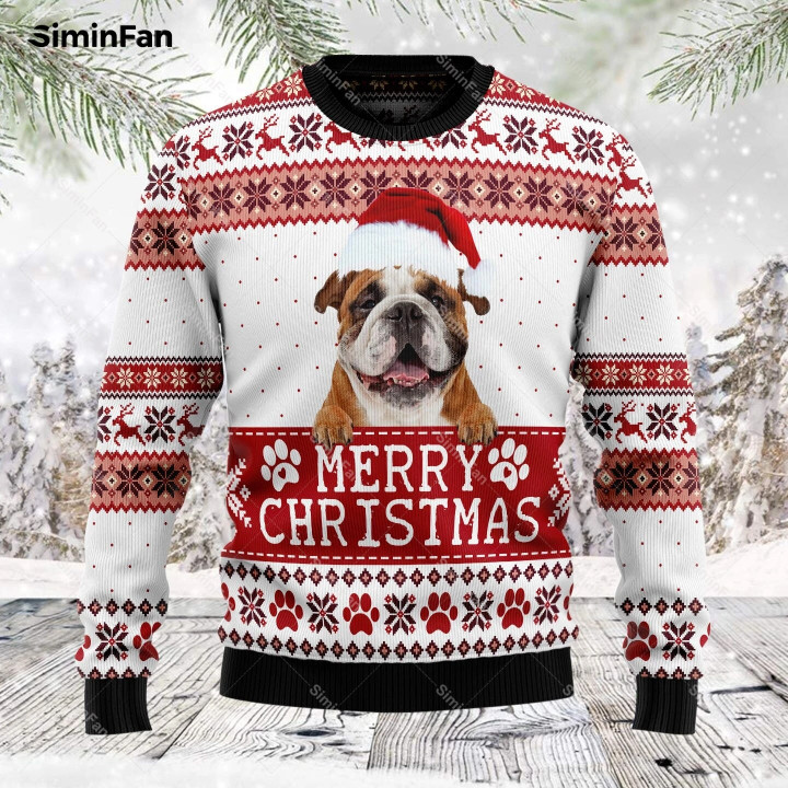 Bulldog Merry Christmas Sweater
