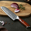 7inch Damascus Santoku Knife Rosewood Series