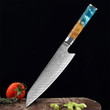 Damascus Kiritsuke Knife with Coloured Resin Wood Handle - SPECIAL EDITION Chef Knife