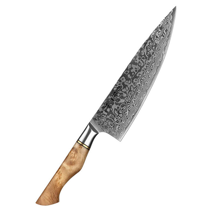 8.3 Inch Damascus Steel Chef Knife with Sycamore Wood Handle - Master Series Chef Knife