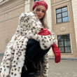 Long Belted Leopard Faux Fox Fur Coat