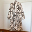 Long Belted Leopard Faux Fox Fur Coat