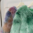 Gradient Rainbow Faux Fox Fur Coat