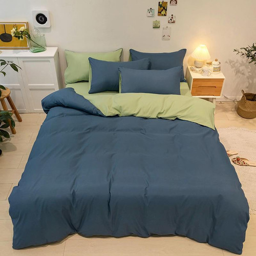 Soft Breathable Simple style Reversible Bedding Set with Zipper Twin Full Queen King 4/6Pcs Comforter Cover Bedsheet Pillowcases