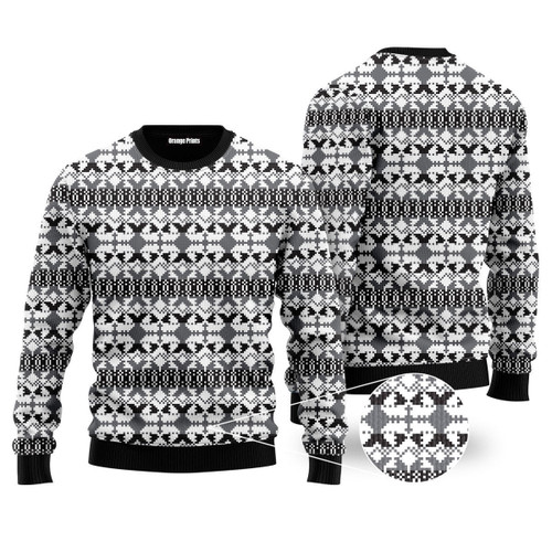 Xmas Knit Style Black And White Ugly Christmas Sweater | For Men & Women | HS1047