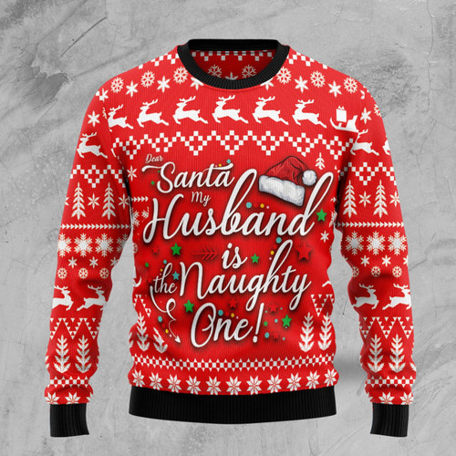 Dear Santa HHSband Is The Naughty One Ugly Christmas Sweater | For Men & Women | Adult | HS5733