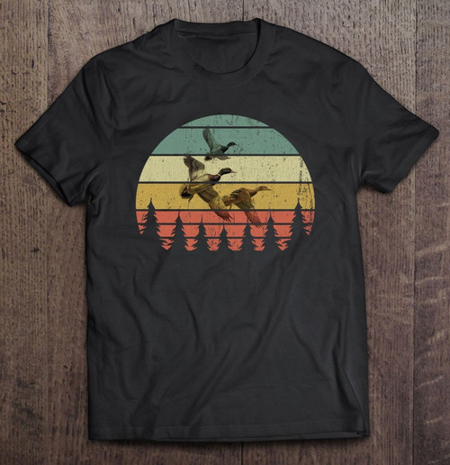 Duck Hunting Retro Vintage Sunset Waterfowl Goose Hunter Pullover T-shirt
