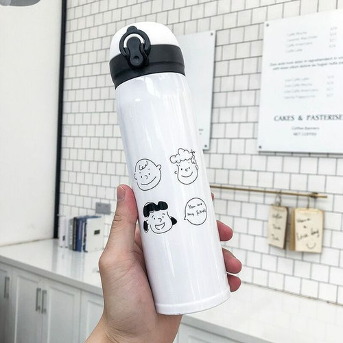 Cow Spring Cover Thermos Cup Stainless Steel Water Bottle with Cartoon Pattern Nice Durable Outdoor Sports Hot Drink Coffee Cup