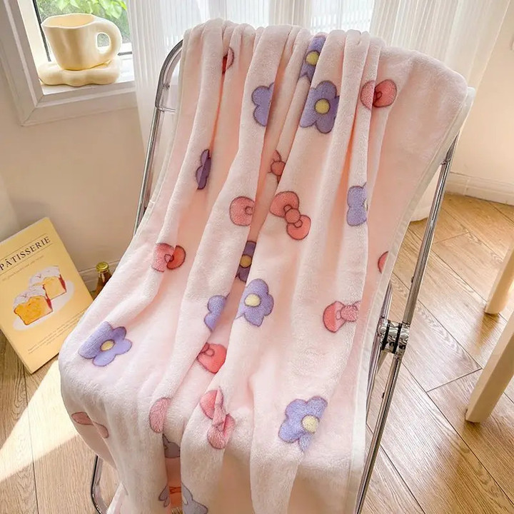 Korean Simplicity Cartoon Kids Blanket Home Textile Coral Fleece Soft Comfortable Single Air Conditioning Blanket Throw Blanket