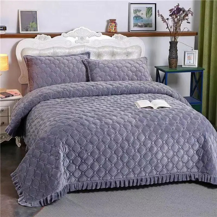 Home textiles Winter Warm Thick Velvet Bedspread Sheet Bedcover Mattress Cover Bed Sheet Set King Queen Single