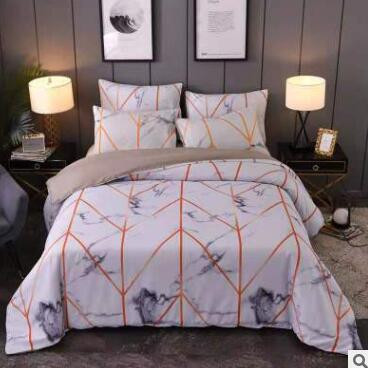 Grey Blue Purple Marble Printed Bedding Set Duvet Cover King Queen Twin Size California King Quilt Cover Comforter Cover 2/3Pcs