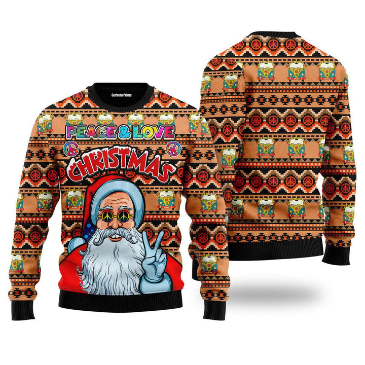 Hippie Santa ClaHS Peace And Love Ugly Christmas Sweater | For Men & Women | Adult | HS4875