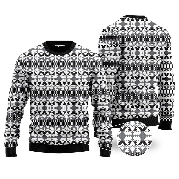 Xmas Knit Style Black And White Ugly Christmas Sweater | For Men & Women | HS1047-Colorful-