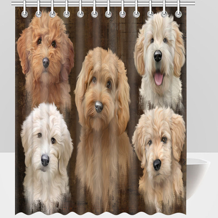Rustic Goldendoodle Dogs Shower Curtain