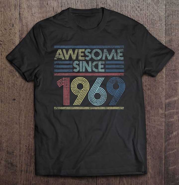 womens-vintage-52nd-birthday-gifts-awesome-since-1969-v-neck-t-shirt
