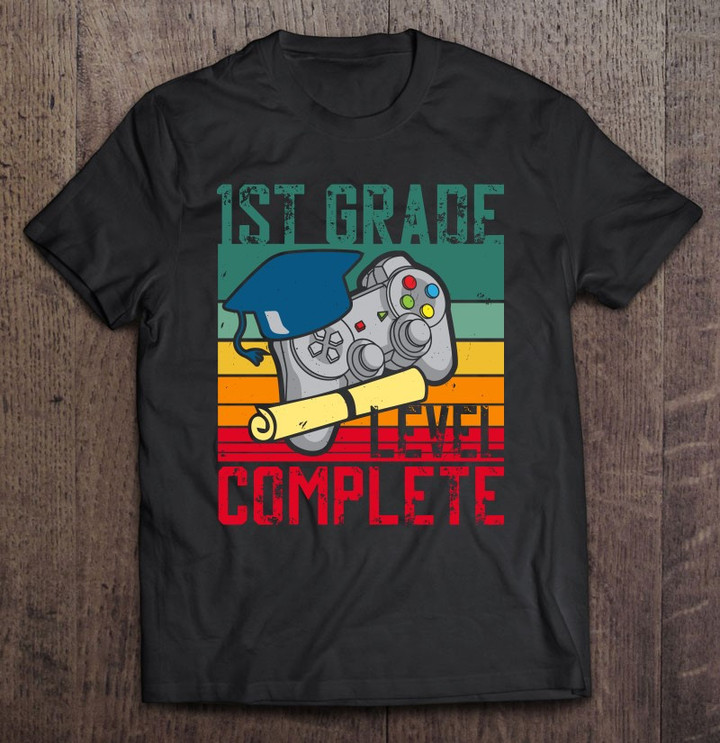1st-grade-level-complete-gamer-graduation-2021-vintage-t-shirt