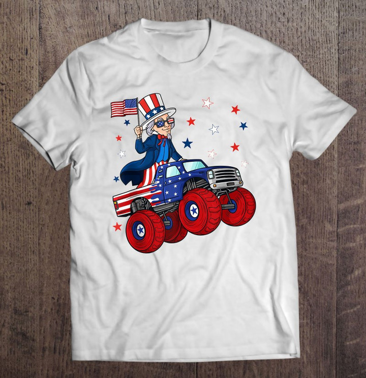 uncle-sam-riding-monster-truck-4th-of-july-funny-patriotic-tank-top-t-shirt