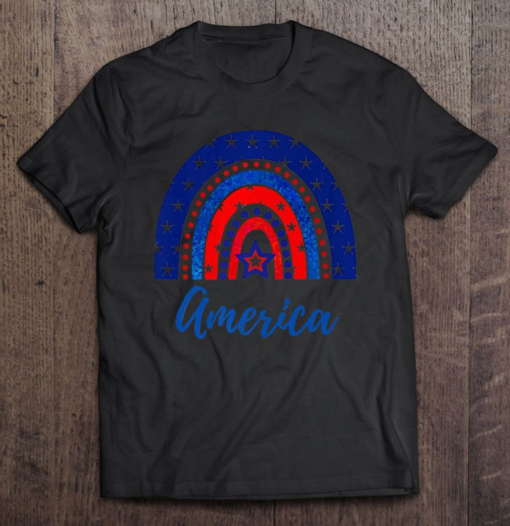 america-rainbow-red-white-blue-patriotic-fourth-of-july-star-premium-t-shirt