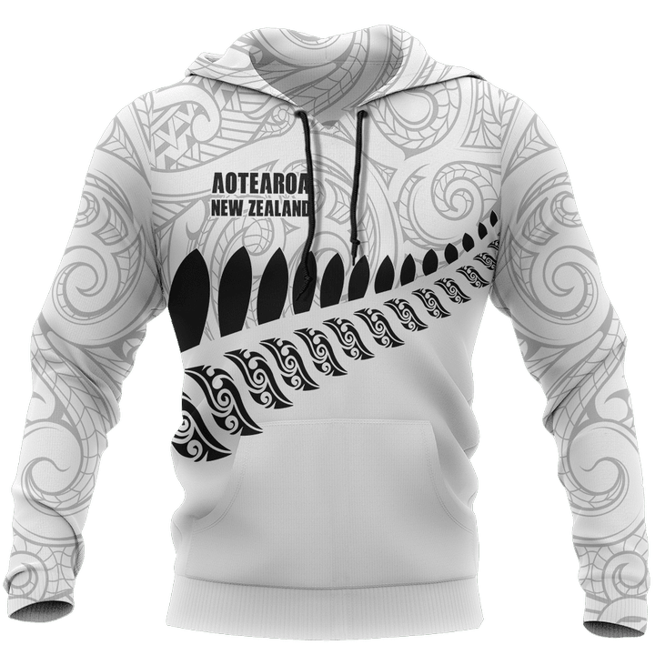 New Zealand Aotearoa Pullover Hoodie White Ver