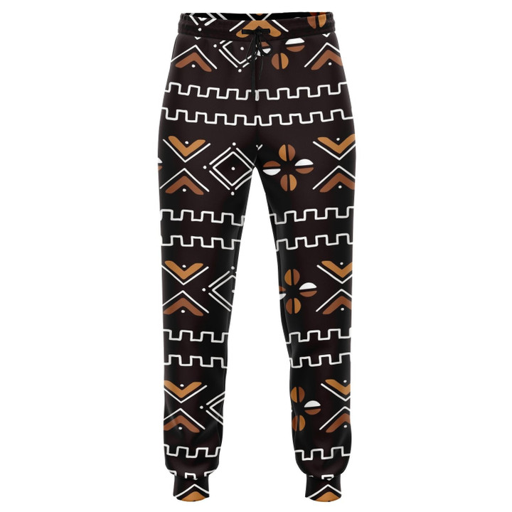 African Clothing - Traditional Coffee Bogolan Jogger Pant