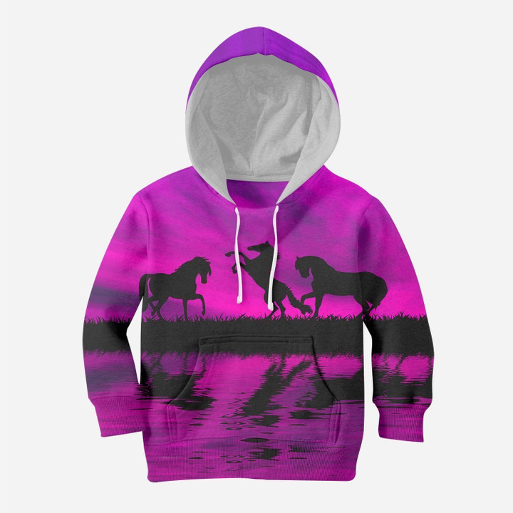 3D All Over Print Kid'S Animals Horse Hoodie