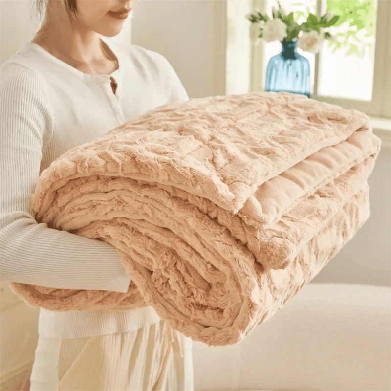 European Light Luxury Thickened Warm Plush Winter Blanket for Bed Home Textiles Double Size Throw Blanket Bed Sheet Sofa Blanket