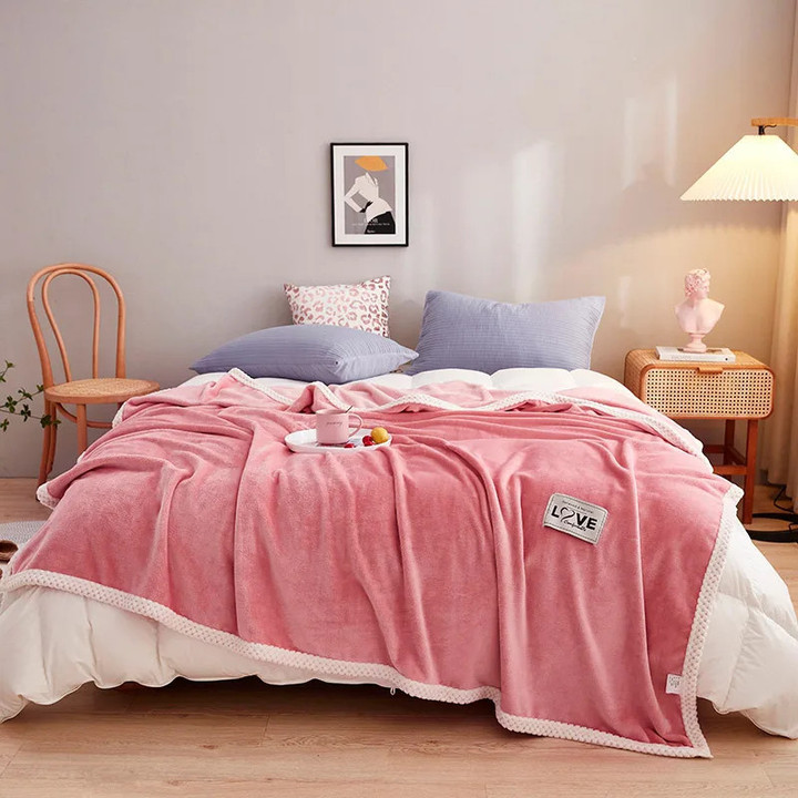 Solid Color Milk Fleece Blankets Home Textiles Winter Warm Double Blanket Sofa Blanket Plush Bed Sheet Bedspread Throw Blanket