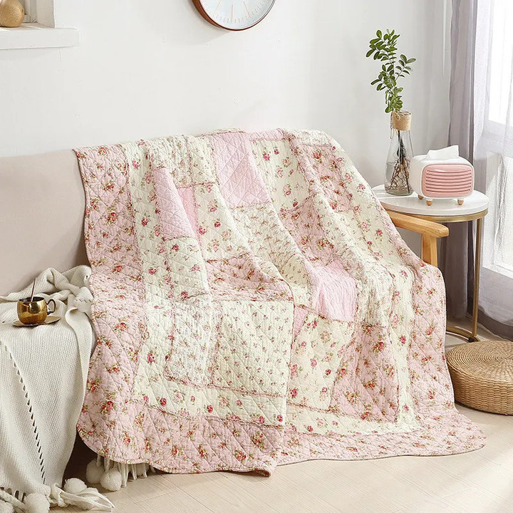 Korea Plaid Cotton Bed Cover Patchwork Bedspread Quilted Queen Double Air Conditioning Summer Quilt Set Coverlet Blanket 3 Pcs
