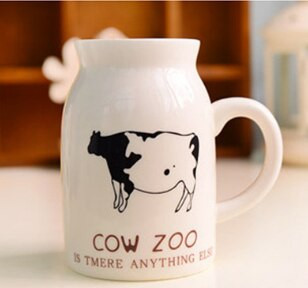 250ML Hot Groceries Creative3D cow style Breakfast Milk Coffee Ceramic Cup Promotional Gifts White Ceramic Cup