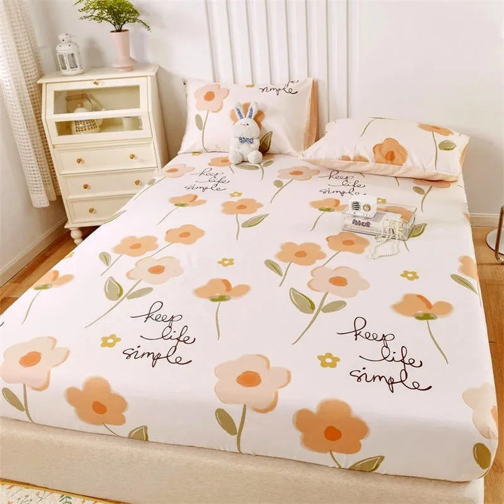 Home Textiles Fitted Sheet Pillowcase 3pcs Set Cute Cartoon Printing Bed Sheet Elastic Band Anti-slip Mattress Cover Bedspread