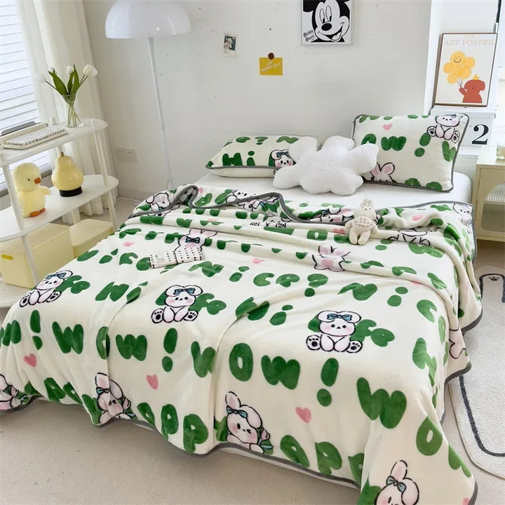 Winter Warm Cute Cartoon Blanket Home Textile Extra Soft Flannel Bed Blanket Rectangle Sofa Throw Blanket Bed Sheet Bedspread