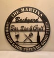 Backyard Bar Spa and Grill Good Food Good Friends Good Times Personalized Laser Cut Metal Signs 12x12IN