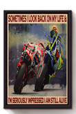 Sometimes I Look Back On My Life For Garage Decor Motobike Retro Print Rider Framed Canvas Framed Matte Canvas 8x10