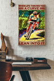 When Life Throws You A Curve Lean Into It Bikecycle Rider Canvas Painting Ideas, Canvas Hanging Prints, Gift Idea Framed Prints, Canvas Paintings Wrapped Canvas 12x16
