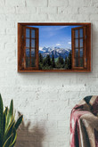 Window View Snow Mountain And Forest Canvas Painting Ideas, Canvas Hanging Prints, Gift Idea Framed Prints, Canvas Paintings Wrapped Canvas 12x16